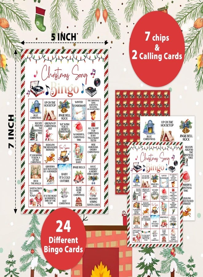 KFNER Christmas Song Bingo Game - Winter Bingo Card - 24 Players Bingo Game Set Indoor Outdoor Activities - Christmas, New Year Party Favors Supplies -A13 - Image 2